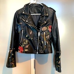 Faux leather Jacket with Embroidery